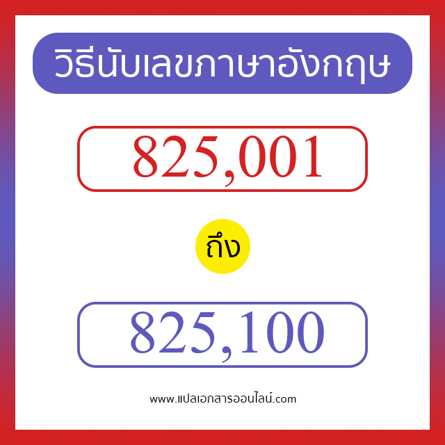 วิธีนับตัวเลขภาษาอังกฤษ 825001 ถึง 825100 เอาไว้คุยกับชาวต่างชาติ