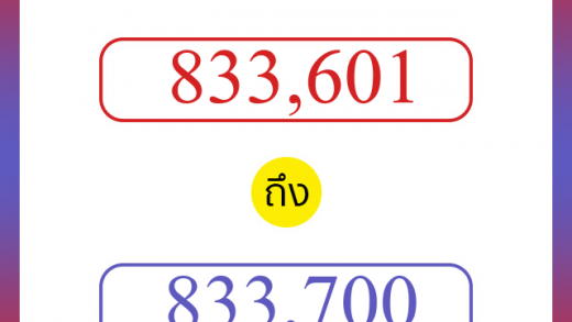 วิธีนับตัวเลขภาษาอังกฤษ 833601 ถึง 833700 เอาไว้คุยกับชาวต่างชาติ