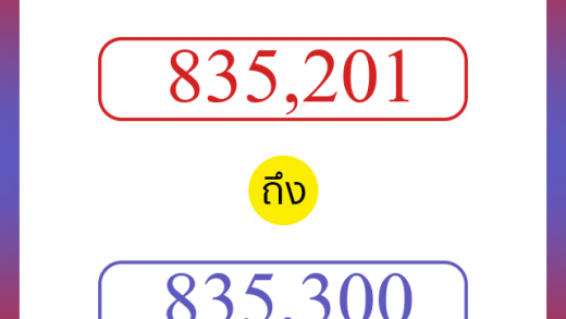 วิธีนับตัวเลขภาษาอังกฤษ 835201 ถึง 835300 เอาไว้คุยกับชาวต่างชาติ