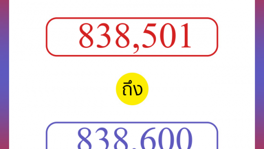 วิธีนับตัวเลขภาษาอังกฤษ 838501 ถึง 838600 เอาไว้คุยกับชาวต่างชาติ