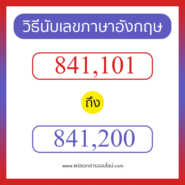 วิธีนับตัวเลขภาษาอังกฤษ 841101 ถึง 841200 เอาไว้คุยกับชาวต่างชาติ