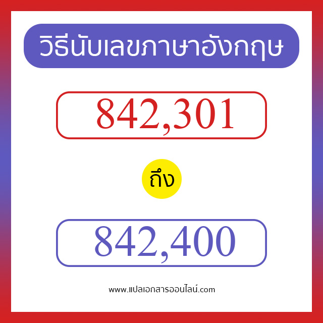 วิธีนับตัวเลขภาษาอังกฤษ 842301 ถึง 842400 เอาไว้คุยกับชาวต่างชาติ