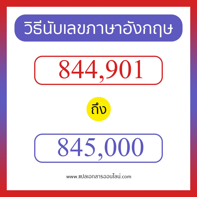 วิธีนับตัวเลขภาษาอังกฤษ 844901 ถึง 845000 เอาไว้คุยกับชาวต่างชาติ