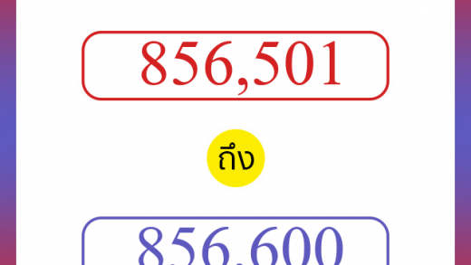 วิธีนับตัวเลขภาษาอังกฤษ 856501 ถึง 856600 เอาไว้คุยกับชาวต่างชาติ