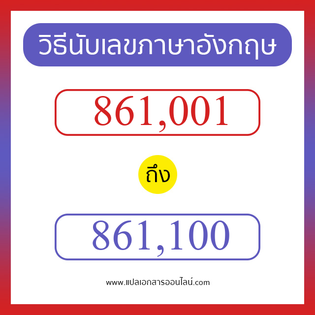 วิธีนับตัวเลขภาษาอังกฤษ 861001 ถึง 861100 เอาไว้คุยกับชาวต่างชาติ