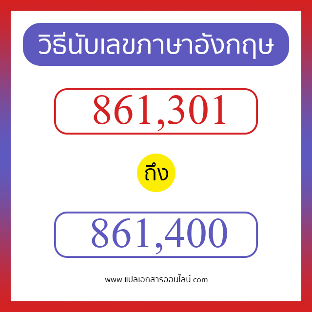 วิธีนับตัวเลขภาษาอังกฤษ 861301 ถึง 861400 เอาไว้คุยกับชาวต่างชาติ