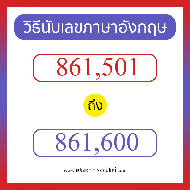 วิธีนับตัวเลขภาษาอังกฤษ 861501 ถึง 861600 เอาไว้คุยกับชาวต่างชาติ