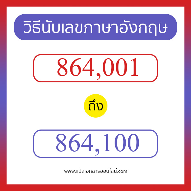 วิธีนับตัวเลขภาษาอังกฤษ 864001 ถึง 864100 เอาไว้คุยกับชาวต่างชาติ