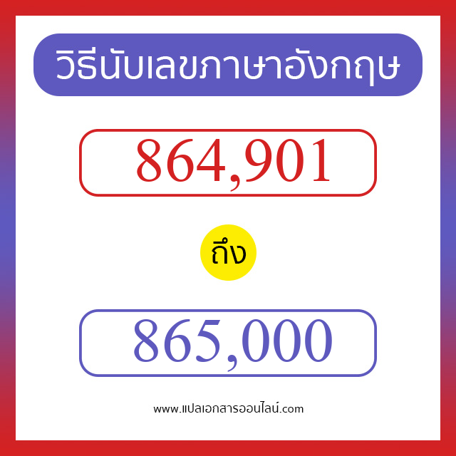 วิธีนับตัวเลขภาษาอังกฤษ 864901 ถึง 865000 เอาไว้คุยกับชาวต่างชาติ