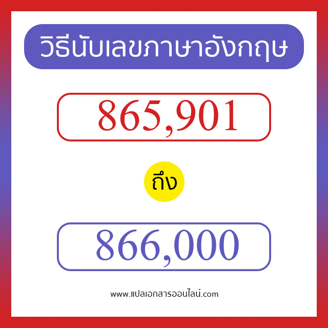 วิธีนับตัวเลขภาษาอังกฤษ 865901 ถึง 866000 เอาไว้คุยกับชาวต่างชาติ