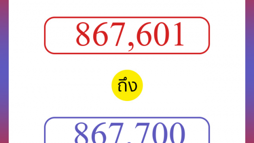 วิธีนับตัวเลขภาษาอังกฤษ 867601 ถึง 867700 เอาไว้คุยกับชาวต่างชาติ