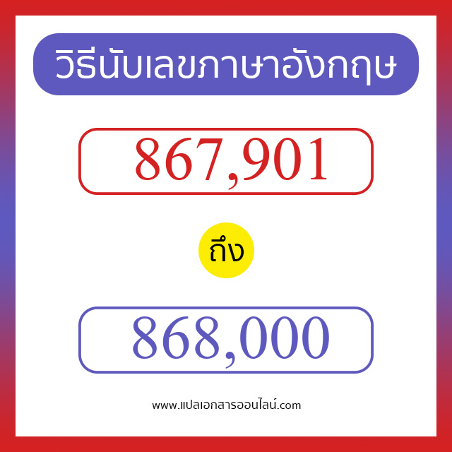 วิธีนับตัวเลขภาษาอังกฤษ 867901 ถึง 868000 เอาไว้คุยกับชาวต่างชาติ