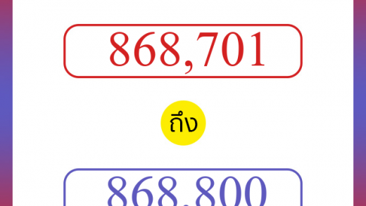 วิธีนับตัวเลขภาษาอังกฤษ 868701 ถึง 868800 เอาไว้คุยกับชาวต่างชาติ