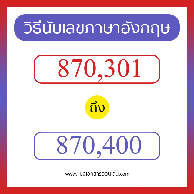 วิธีนับตัวเลขภาษาอังกฤษ 870301 ถึง 870400 เอาไว้คุยกับชาวต่างชาติ