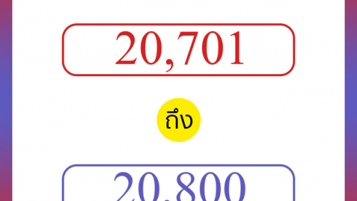 วิธีนับตัวเลขภาษาอังกฤษ 20701 ถึง 20800 เอาไว้คุยกับชาวต่างชาติ