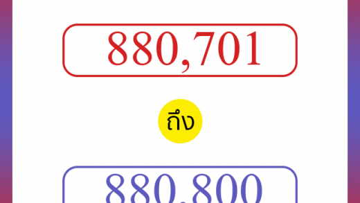 วิธีนับตัวเลขภาษาอังกฤษ 880701 ถึง 880800 เอาไว้คุยกับชาวต่างชาติ