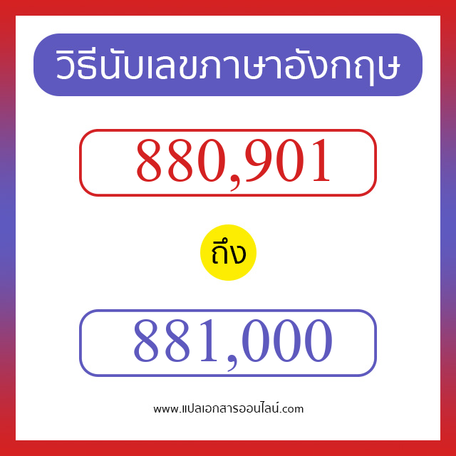 วิธีนับตัวเลขภาษาอังกฤษ 880901 ถึง 881000 เอาไว้คุยกับชาวต่างชาติ