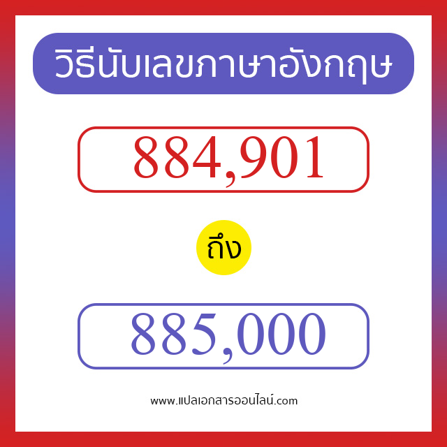 วิธีนับตัวเลขภาษาอังกฤษ 884901 ถึง 885000 เอาไว้คุยกับชาวต่างชาติ