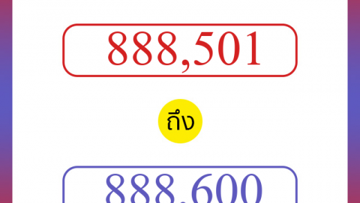 วิธีนับตัวเลขภาษาอังกฤษ 888501 ถึง 888600 เอาไว้คุยกับชาวต่างชาติ