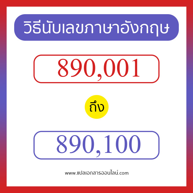 วิธีนับตัวเลขภาษาอังกฤษ 890001 ถึง 890100 เอาไว้คุยกับชาวต่างชาติ