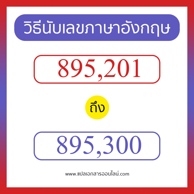 วิธีนับตัวเลขภาษาอังกฤษ 895201 ถึง 895300 เอาไว้คุยกับชาวต่างชาติ