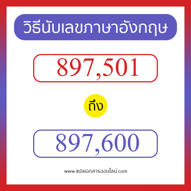 วิธีนับตัวเลขภาษาอังกฤษ 897501 ถึง 897600 เอาไว้คุยกับชาวต่างชาติ