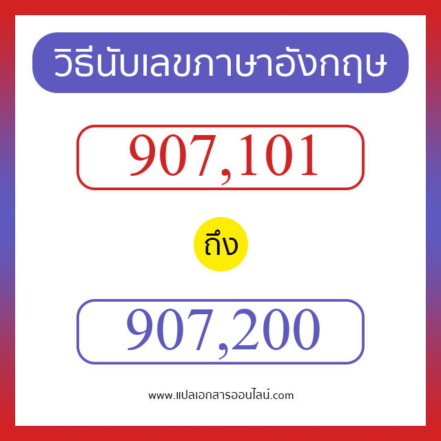 วิธีนับตัวเลขภาษาอังกฤษ 907101 ถึง 907200 เอาไว้คุยกับชาวต่างชาติ