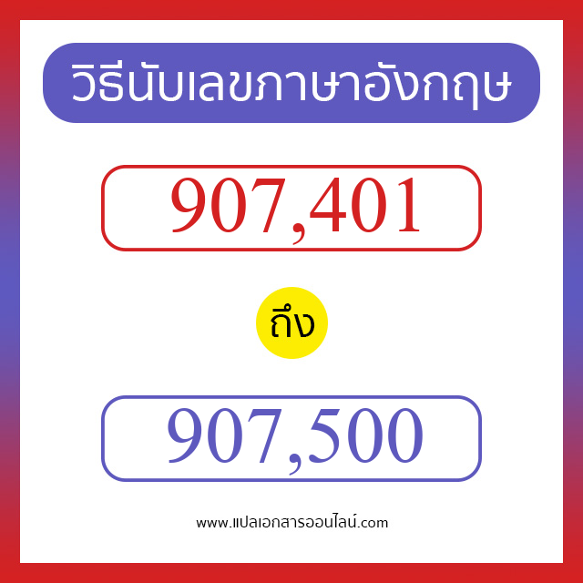 วิธีนับตัวเลขภาษาอังกฤษ 907401 ถึง 907500 เอาไว้คุยกับชาวต่างชาติ