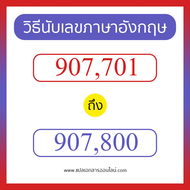 วิธีนับตัวเลขภาษาอังกฤษ 907701 ถึง 907800 เอาไว้คุยกับชาวต่างชาติ