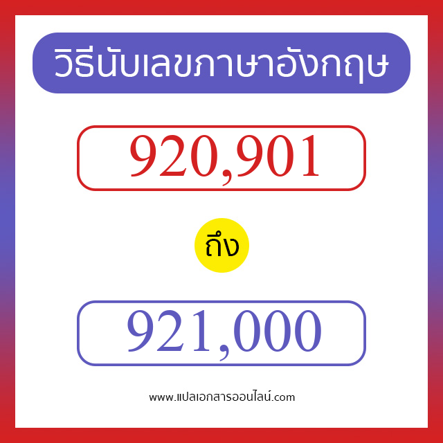 วิธีนับตัวเลขภาษาอังกฤษ 920901 ถึง 921000 เอาไว้คุยกับชาวต่างชาติ