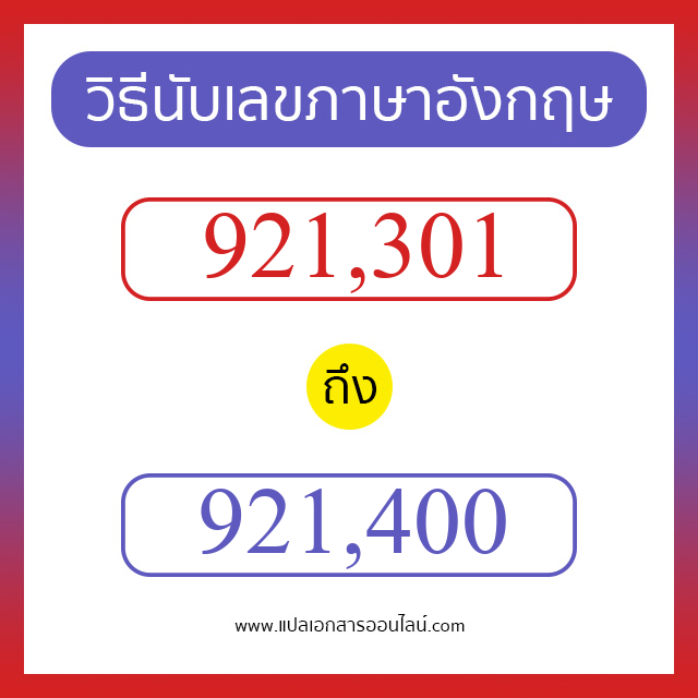 วิธีนับตัวเลขภาษาอังกฤษ 921301 ถึง 921400 เอาไว้คุยกับชาวต่างชาติ