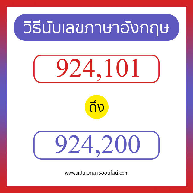 วิธีนับตัวเลขภาษาอังกฤษ 924101 ถึง 924200 เอาไว้คุยกับชาวต่างชาติ